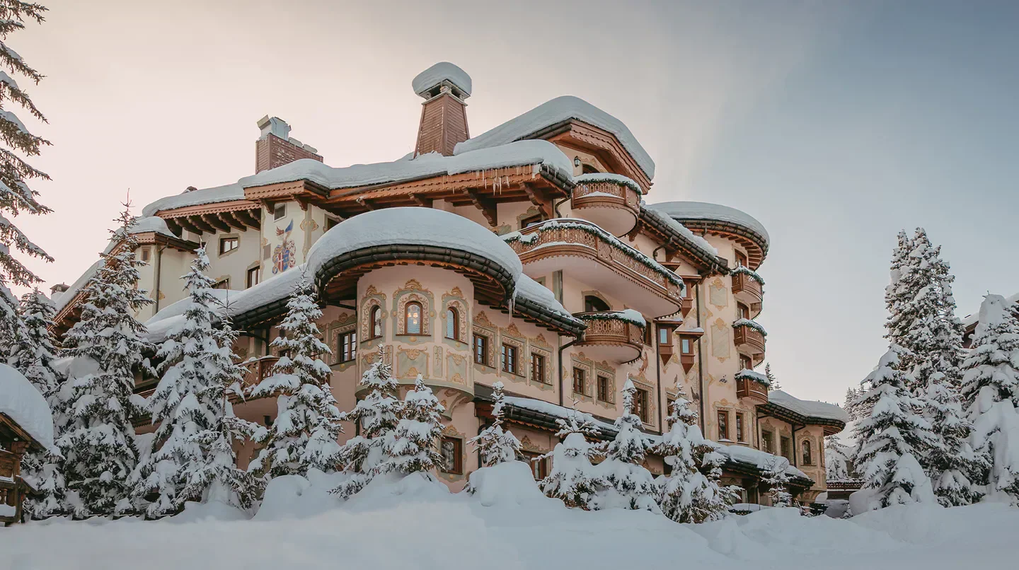 Airelles Courchevel, Les Airelles hotel in Courchevel covered in snow during winter